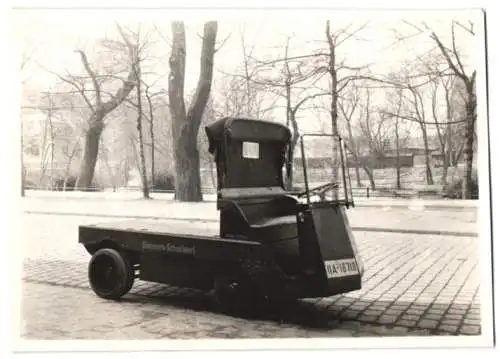 Fotografie Elektro-Pritsche Siemens-Schuckert, Kleinlaster mit Weinberger-Aufbau, Kfz-Kennzeichen IIA-16719