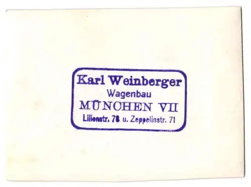 Fotografie Kutschen-Fahrgestell, Karl Weinberger Wagenbau, München Zeppelinstrasse 71