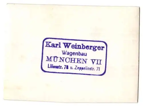 Fotografie Kutschen-Fahrgestell, Karl Weinberger Wagenbau, München Zeppelinstrasse 71
