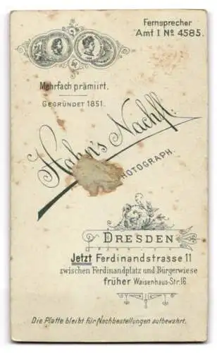 Fotografie Hahn`s Nachf., Dresden, Ferdinandstrasse 11, Porträt eines eleganten Herrn