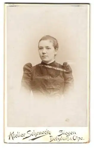 Fotografie Heinrich Schmeck, Siegen, Bahnhofstrasse 12, Portrait einer Dame im feinen Kleid