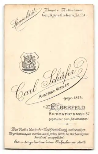 Fotografie Carl Schäfer, Elberfeld, Kipdorfstrasse 57, Porträt eines älteren Herrn mit Bart