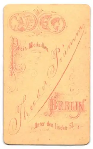 Fotografie Theodor Prümm, Berlin, Unter den Linden 51, Porträt einer Dame in elegantem Kleid