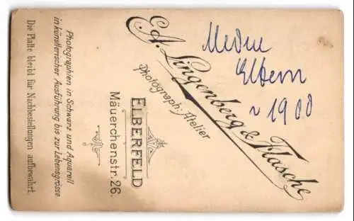 Fotografie A. Lingenberg &amp Flasche, Elberfeld, Mauerchenstr. 26, Porträt eines Paares