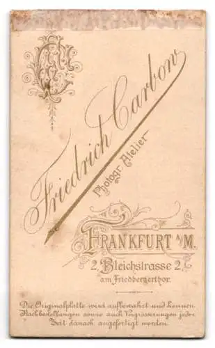 Fotografie Friedrich Carbon, Frankfurt a/M, Bleichstrasse 2, Porträt einer jungen Frau