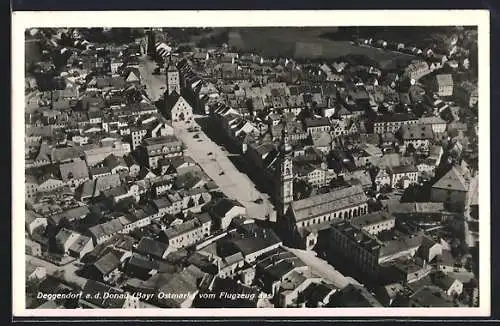 AK Deggendorf a. d. Donau, Ortsansicht vom Flugzeug aus