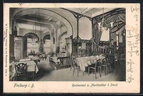 AK Freiburg i. B., Restaurant zum Martinsthor, Innenansicht