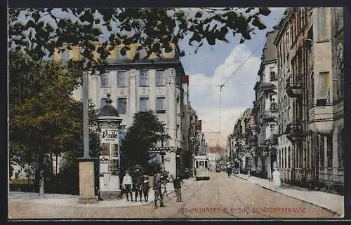 AK Ludwigshafen a. Rhein, Strassenbahn in der Schützenstrasse