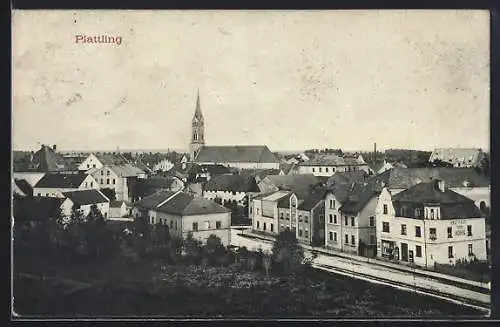 AK Plattling, Ortsansicht mit der Kirche