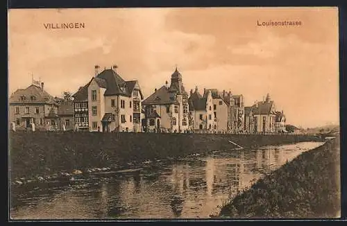 AK Villingen / Baden, Louisenstrasse mit Villen am Ufer