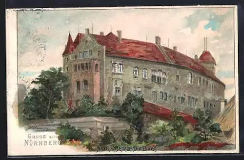 Künstler-AK Nürnberg, an der Burg