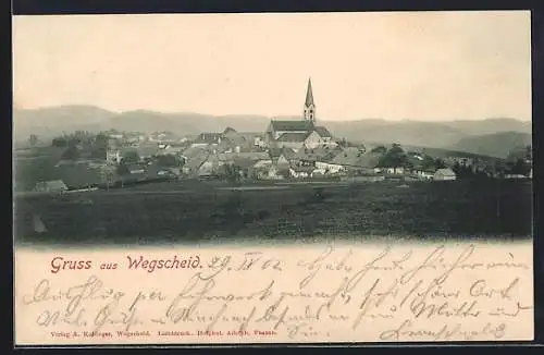 AK Wegscheid / bay. Wald, Gesamtansicht mit Pfarrkirche