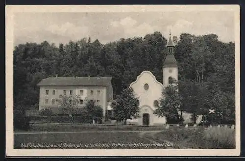 AK Deggendorf /Ndb., Wallfahrtskirche und Redemptoristenkloster Halbmeile