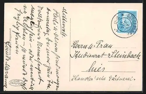 AK Deggendorf, Pfarrkirche mit Strassenpartie