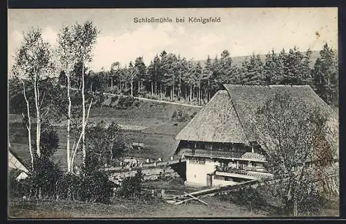 AK Schlossmühle / Königsfeld, Gehöft mit Reetdach