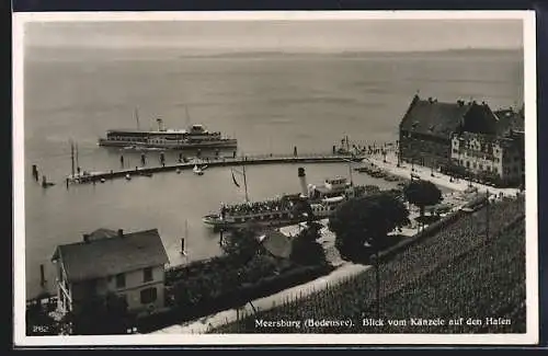 AK Meersburg /Bodensee, Blick vom Känzele auf den Hafen