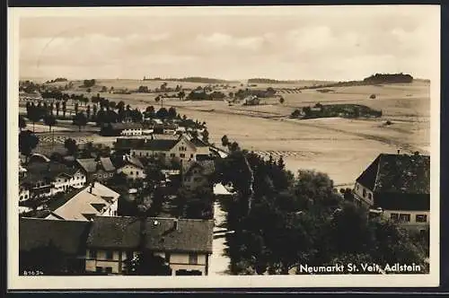 AK Neumarkt St. Veit, Ortsansicht mit dem Schloss Adlstein