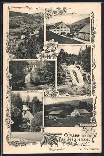 AK Oberstaufen, Gasthaus Gschwendmühle, Eibelismühle, Eibelefall, Krebsfall und Aach