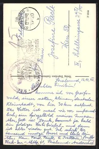 AK Greifswald, Rathaus mit Ehrenmal