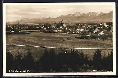 AK Rosenheim /Obb., Ortsansicht mit Bergpanorama