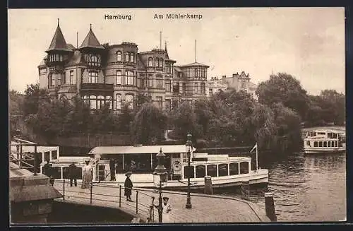 AK Hamburg-Winterhude, Ausflugsboote am Mühlenkamp