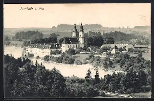 AK Vornbach a. Inn, Teilansicht mit Flusspartie