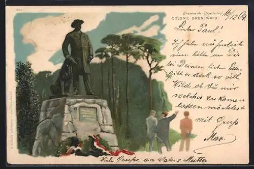 Lithographie Grunewald, Bismark-Denkmal