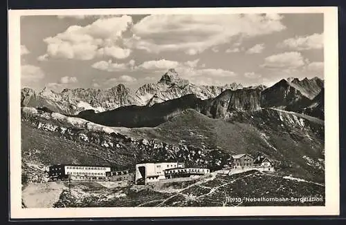 AK Oberstdorf /Allg., Nebelhornbahn-Bergstation mit Berghotel Höfatsblick u. Edmund Probsthaus