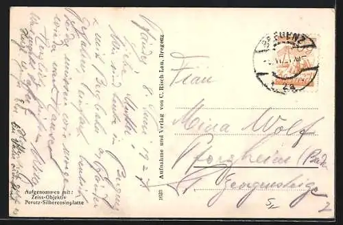 AK Bregenz, Pfänderbahn mit Rheintal u. Säntis