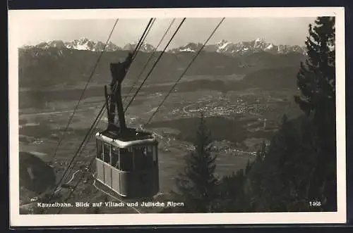AK Villach, Kanzelbahn mit Villach u. Julische Alpen