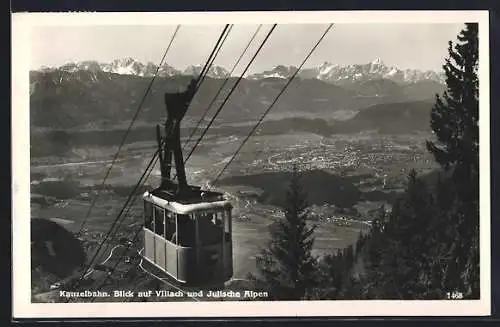 AK Villach, Kanzelbahn mit Villach u. den Julischen Alpen