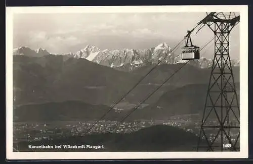 AK Villach, Kanzelbahn mit Villach und Mangart