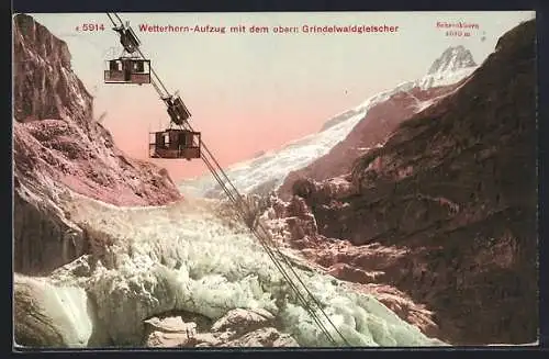 AK Wetterhorn-Aufzug mit dem obern Grindelwaldgletscher und Schreckhorn