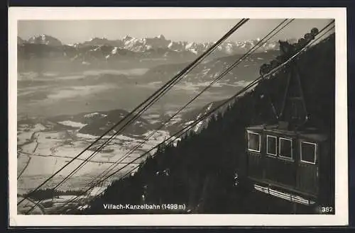 AK Villach, Villach-Kanzelbahn mit Gipfelpanorama