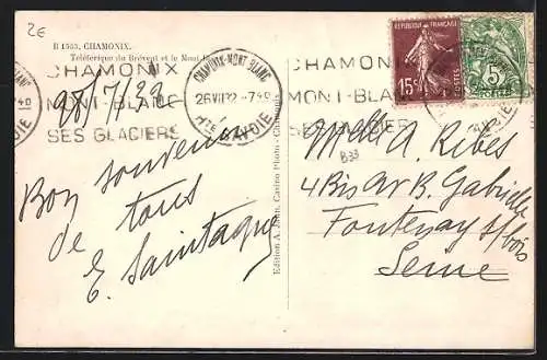 AK Chamonix, Teleferique du Brévent et le Mont-Blanc