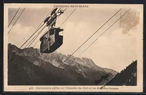 AK Chamonix, Funiculaire aérien de l`Aiguille du Midi et les Aiguilles Rouges