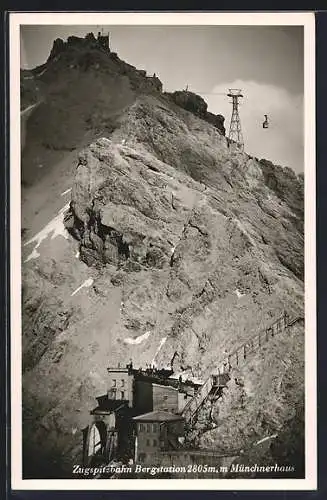 AK Münchnerhaus, Gesamtansicht mit Zugspitzbahn Bergstation