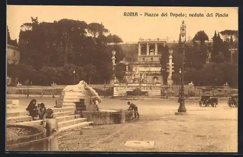 AK Roma, Piazza del Popolo, veduta del Pincio