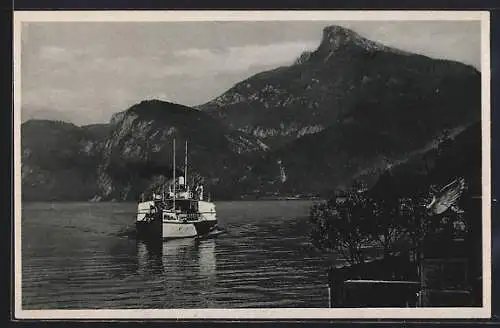 AK Mondsee /Salzkammergut, Dampfer nähert sich dem Landungsplatz
