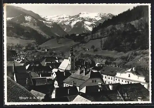 AK Weyer a. d. Enns, Teilansicht gegen das Gebirge