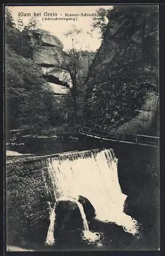 AK Klam bei Grein, Klamer Schlucht, Eingang mit Wasserfall