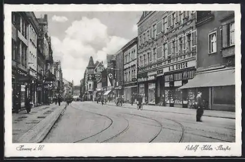 AK Hamm i. W., Strasse mit flagge