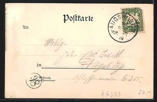 AK Bobingen, Kirche und Strassenpartie