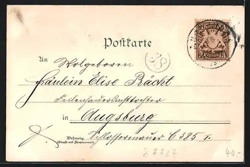 Lithographie Babenhausen / Schwaben, Hauptstrasse, Bahnhof und Totale