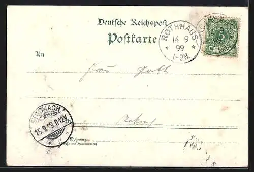 Lithographie Rothhaus, Gebäudeansicht, Sicht zur Stadt