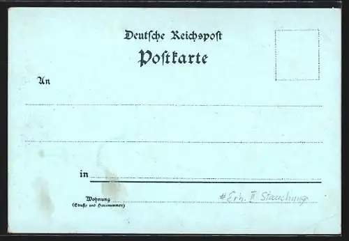 Mondschein-Lithographie Steinabad, Strassenpartie am Flussufer