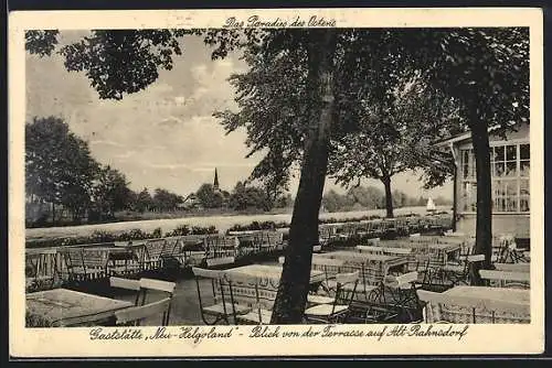 AK Berlin-Müggelheim, Gasthaus Neu-Helgoland, Ausblick von den Spreeterrassen