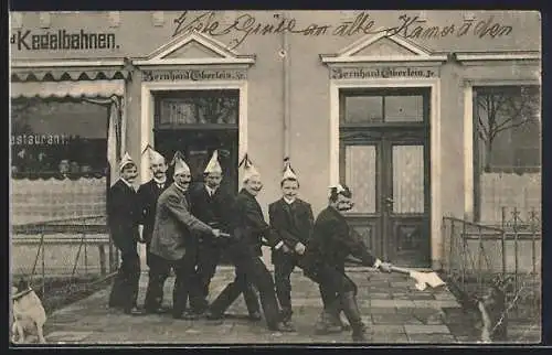 AK Hastedt / Bremen, Restaurant und Bierhalle Bernhard Eberlein, Postweg 247-48, Fest-Gesellschaft