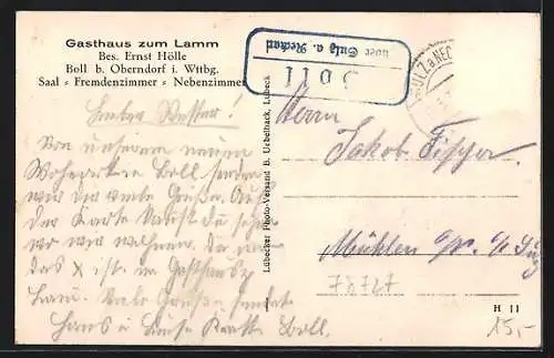 AK Boll b. Oberndorf, Gasthaus zum Lamm v. Ernst Hölle, Ortspartie, Gesamtansicht