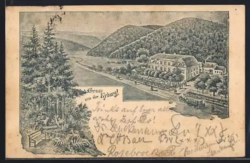 Lithographie Freiburg-Günthersthal / Breisgau, Gasthaus Kyburg